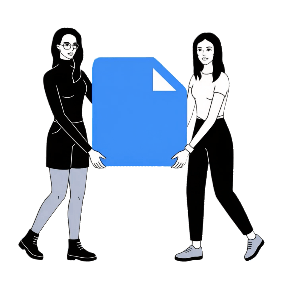 illustration of girls holdind files