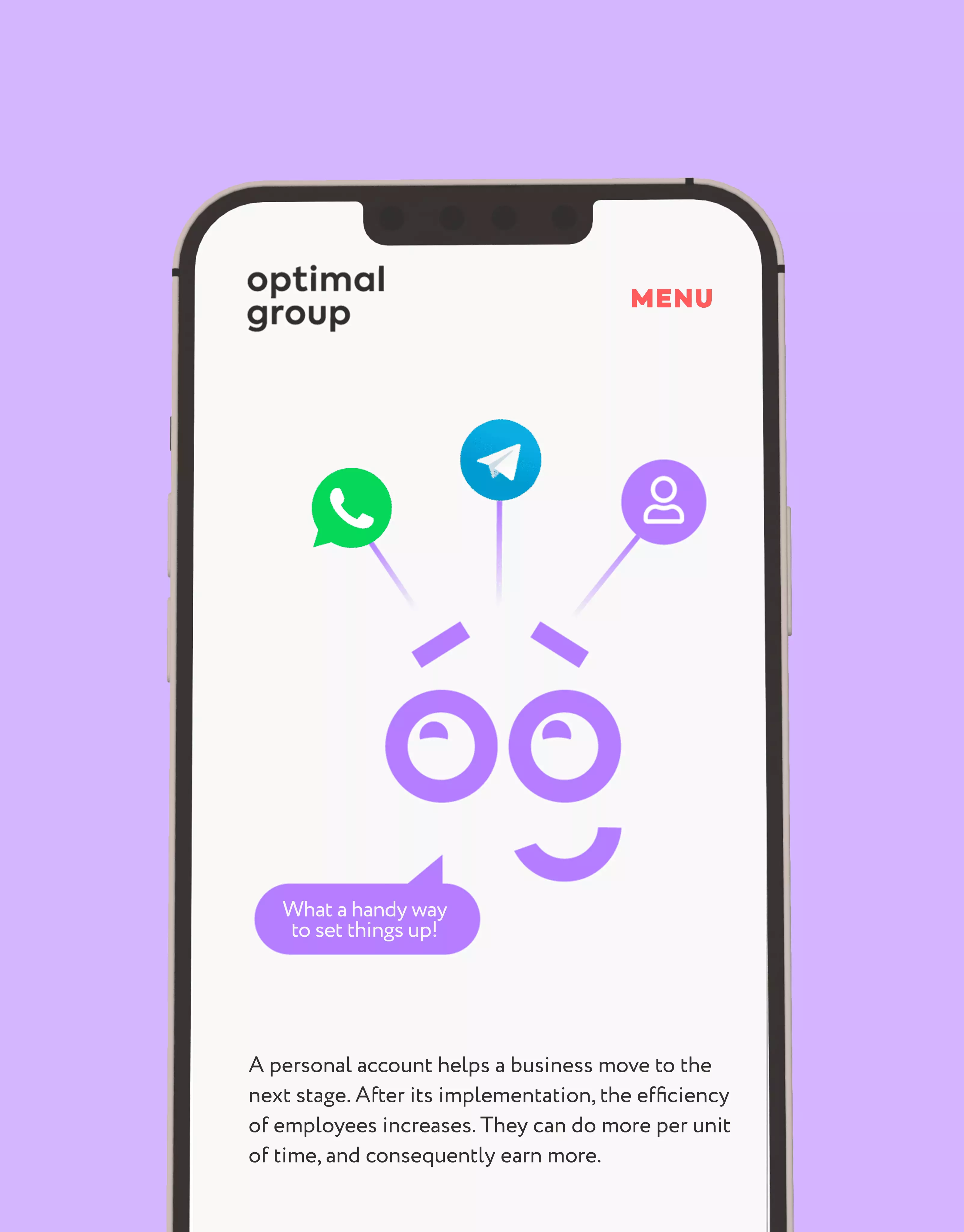 Pantalla del portal Optimal Group