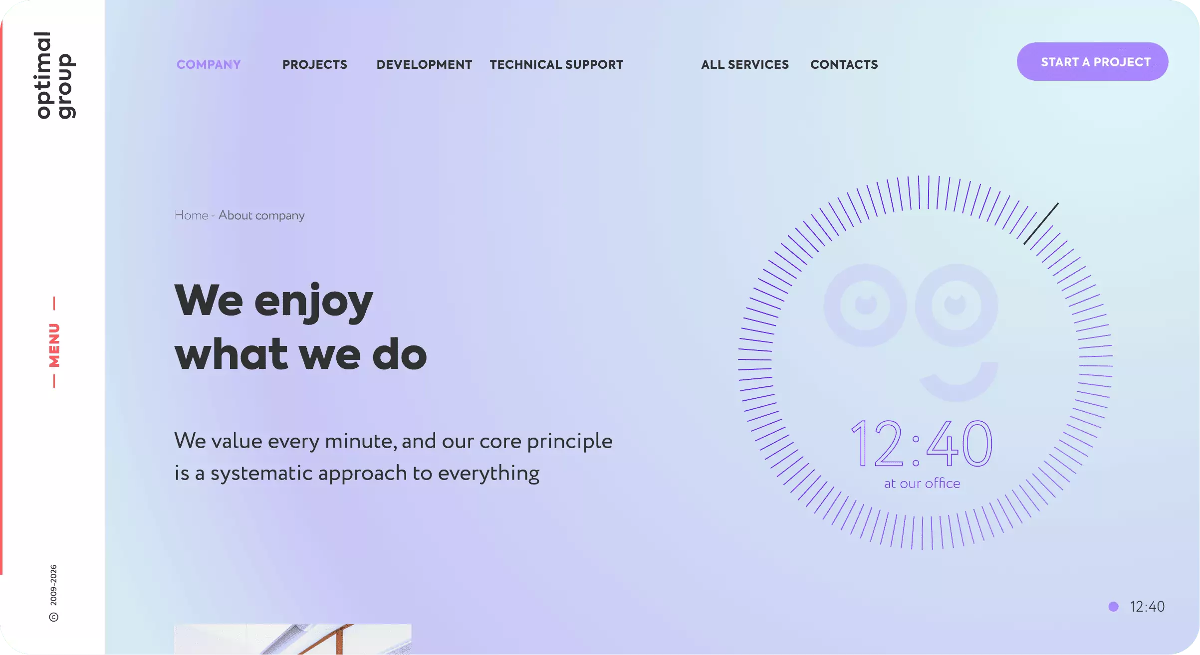 Pantalla del portal Optimal Group