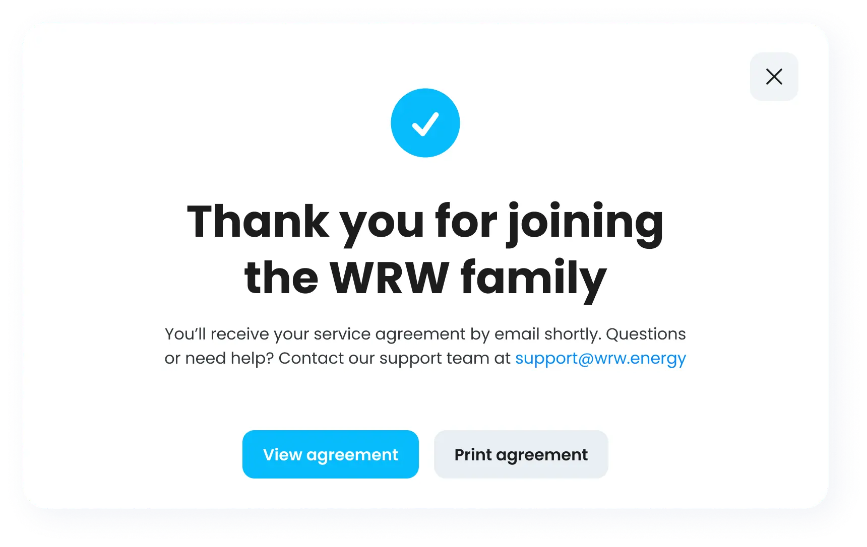 Proceso completo de contratación de WRW Energy: desde el formulario de datos del suministro hasta la pantalla automatizada de confirmación del contrato