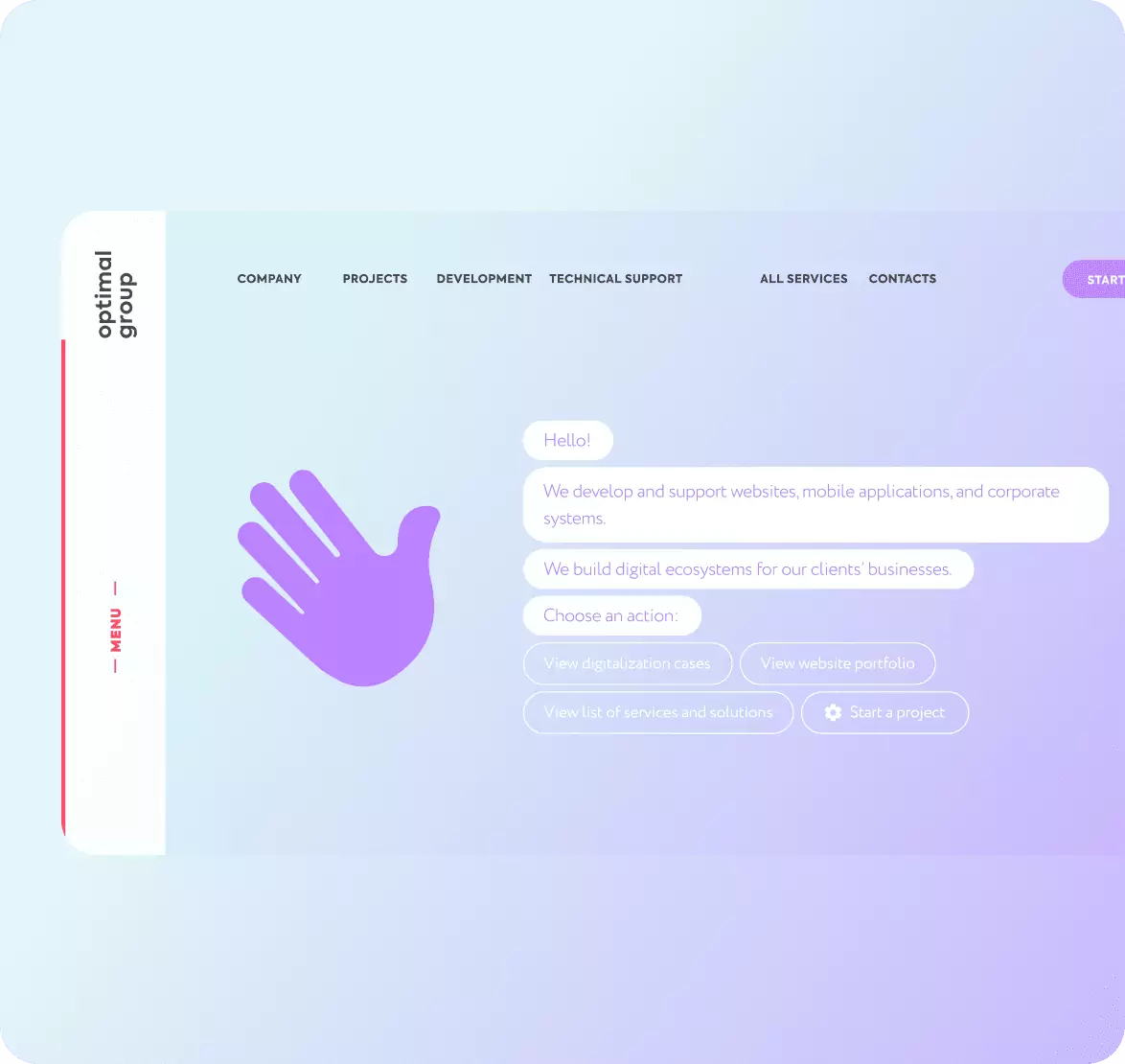 Captura de pantalla del sitio web Optimal Group — empresa IT